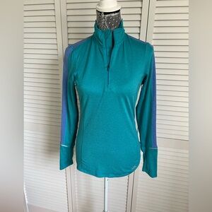 Brooks Women’s Equilibrium 1/2 Zip Running Pullover Teal Blue Size S